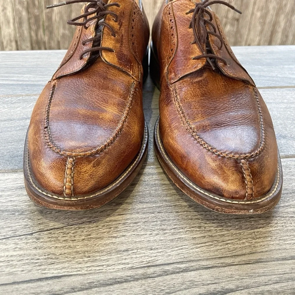 Alan Payne Wimbley Deerskin Dress Shoes Men 14 Brown Split Toe Lace Oxford Money